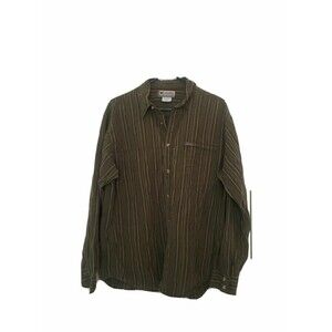Columbia Sportswear Co Men's Size L Brown Striped Long Sleeve Button Up Shirt